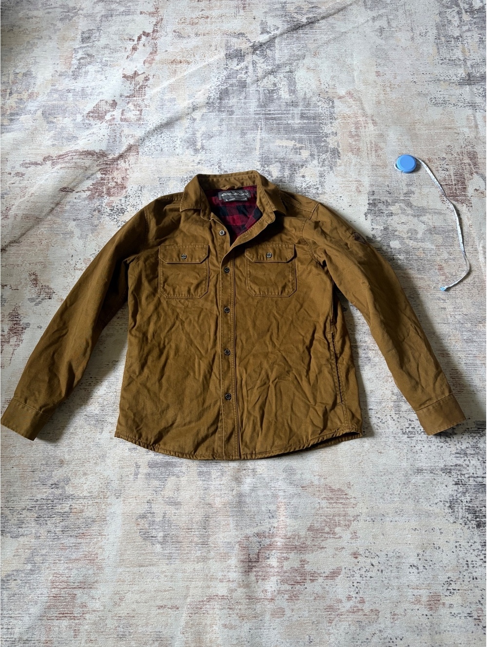 Eddie Bauer outdoor button up shirt brown flannel lined med